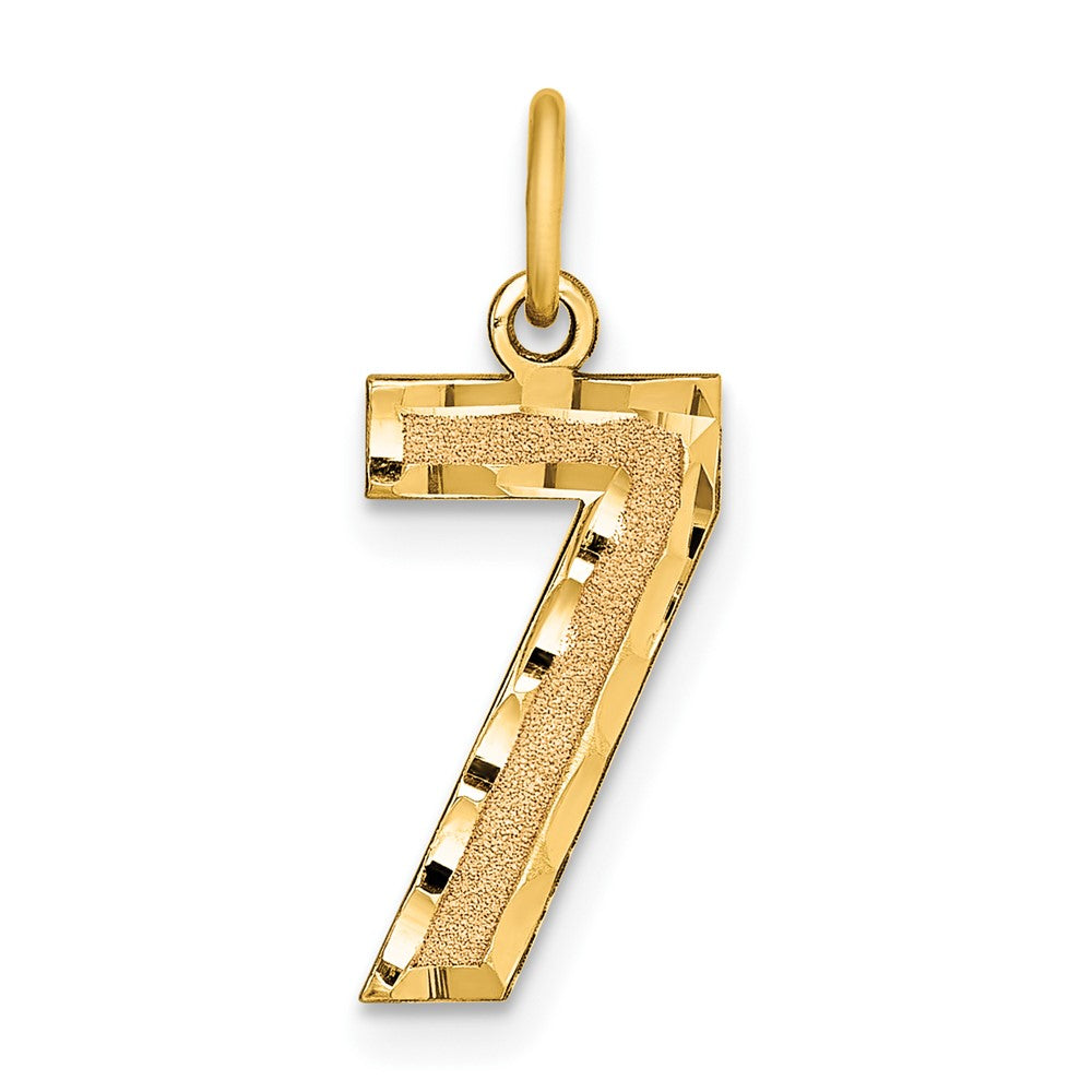 14K Gelbgold Mittel Diamantiert Zahl 7 Charm