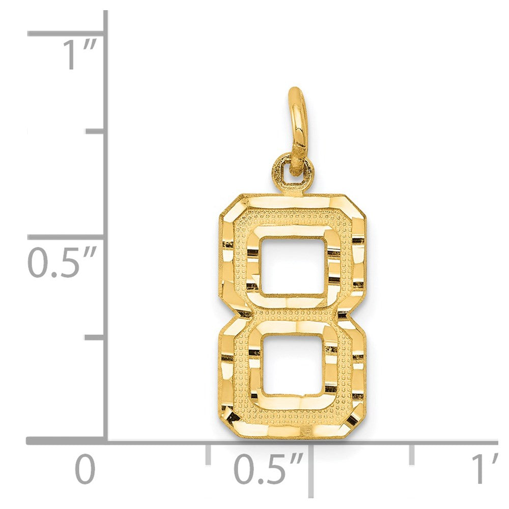 14K Gelbgold Charm „Zahl 8“, mittelgroß, diamantiert