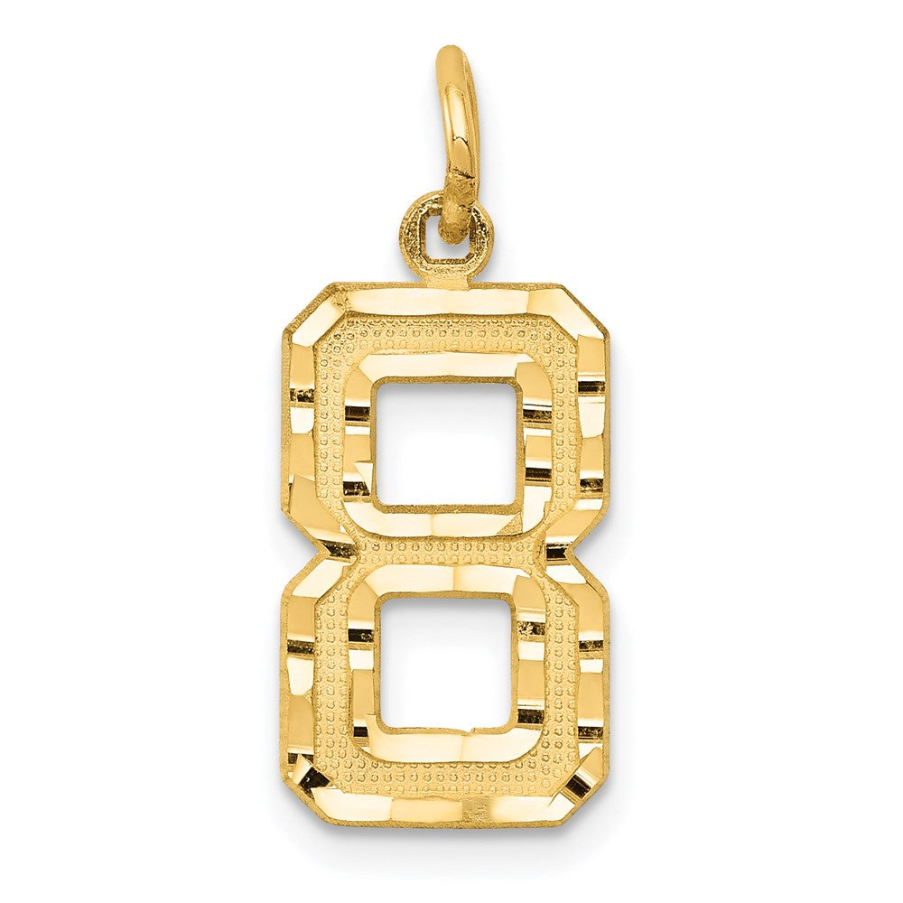 14K Gelbgold Charm „Zahl 8“, mittelgroß, diamantiert