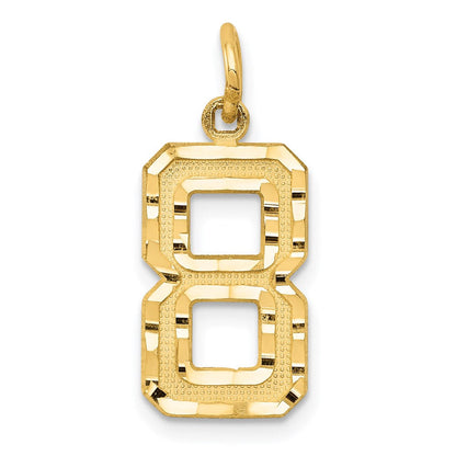 14K Gelbgold Charm „Zahl 8“, mittelgroß, diamantiert