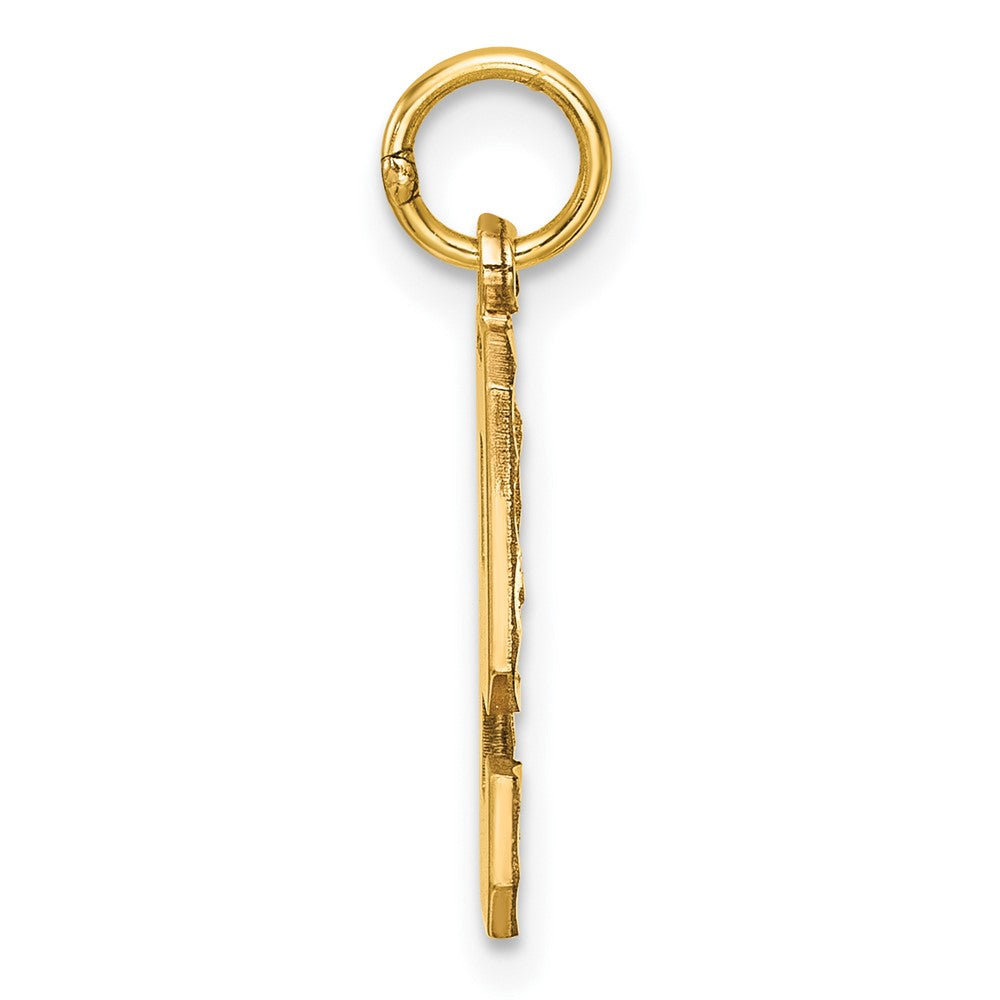 14K Gelbgold Mittel Diamantiert Zahl 9 Charm
