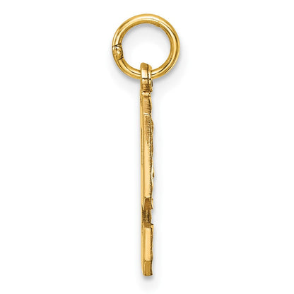14K Gelbgold Mittel Diamantiert Zahl 9 Charm
