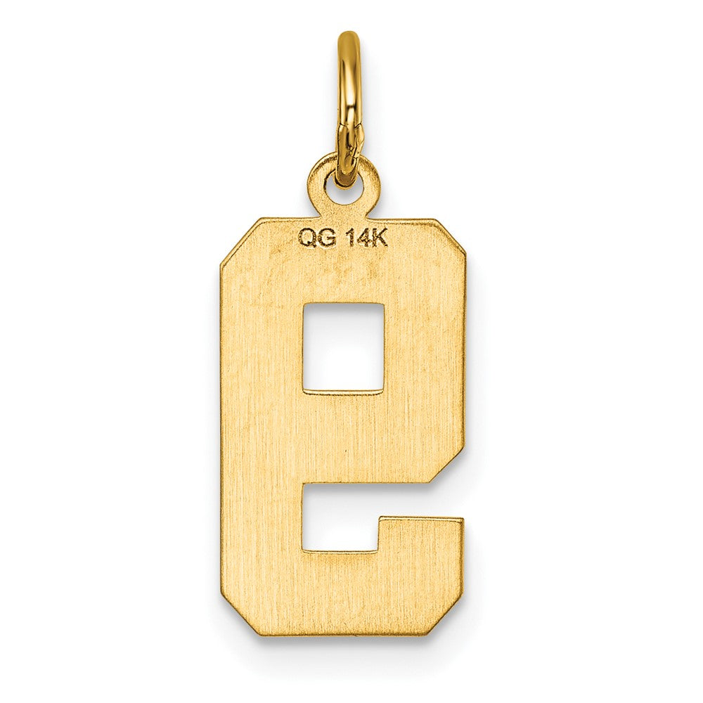 14K Gelbgold Mittel Diamantiert Zahl 9 Charm