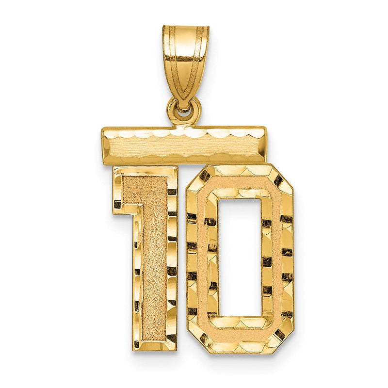14K Gelbgold Medium Diamant-geschliffener Zahl 10 Charm