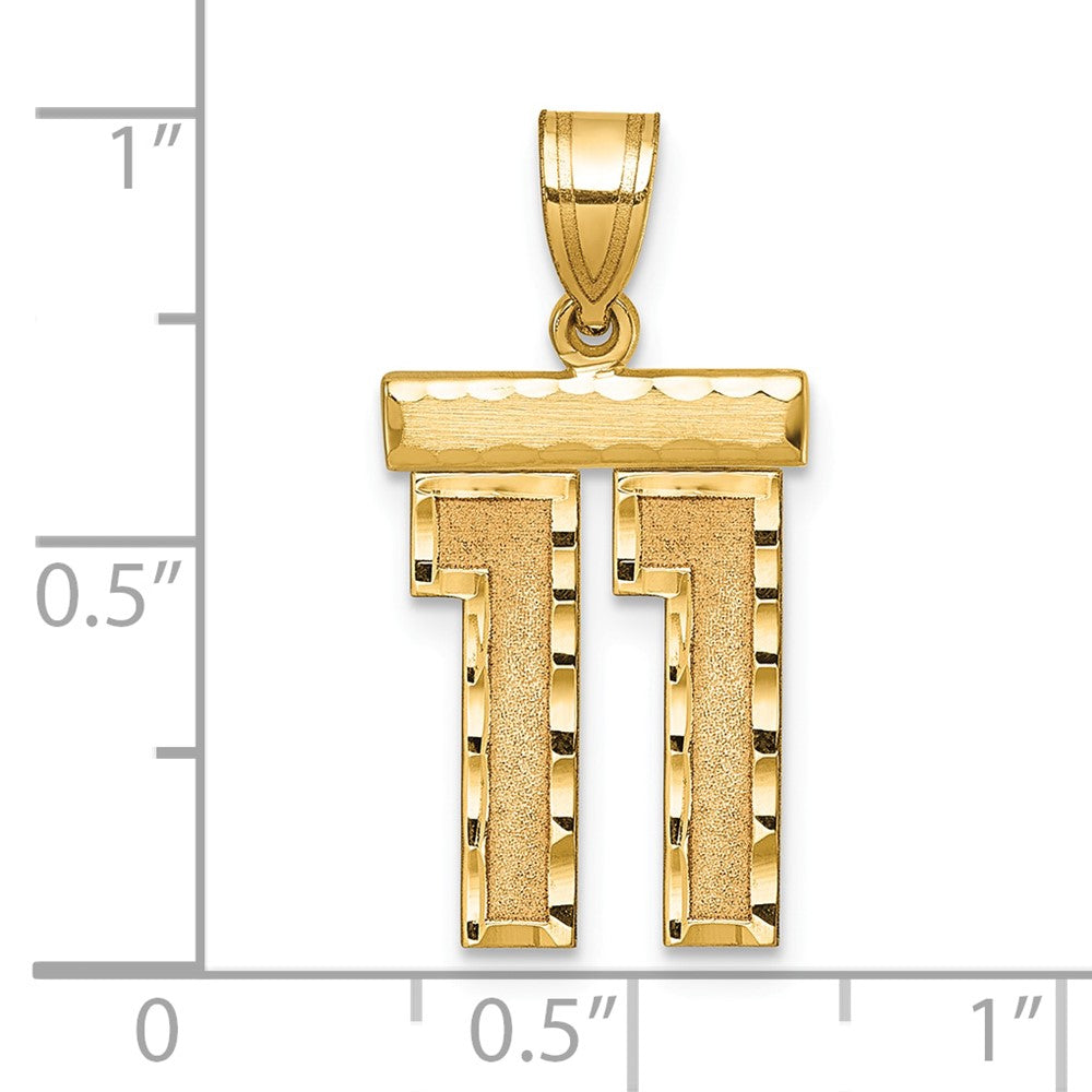 14K Gelbgold Zahl-11-Charm, medium, diamantiert