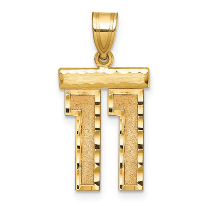 14K Gelbgold Zahl-11-Charm, medium, diamantiert