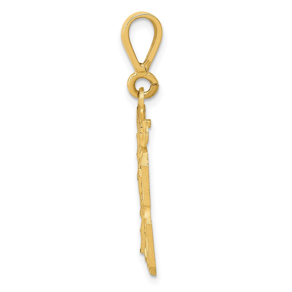 14K Gelbgold Medium Diamantgeschliffener Zahl-13-Charm