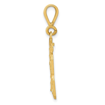 14K Gelbgold Medium Diamantgeschliffener Zahl-13-Charm