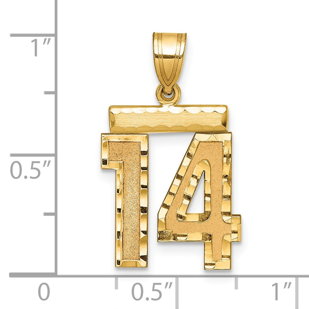 14K Gelbgold Charm „Zahl 14“, mittelgroß, diamantiert
