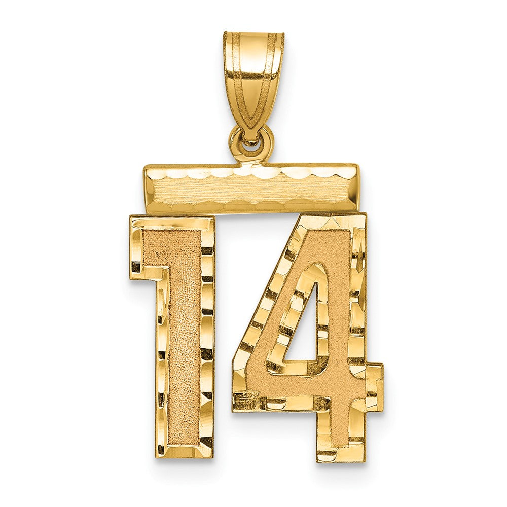 14K Gelbgold Charm „Zahl 14“, mittelgroß, diamantiert