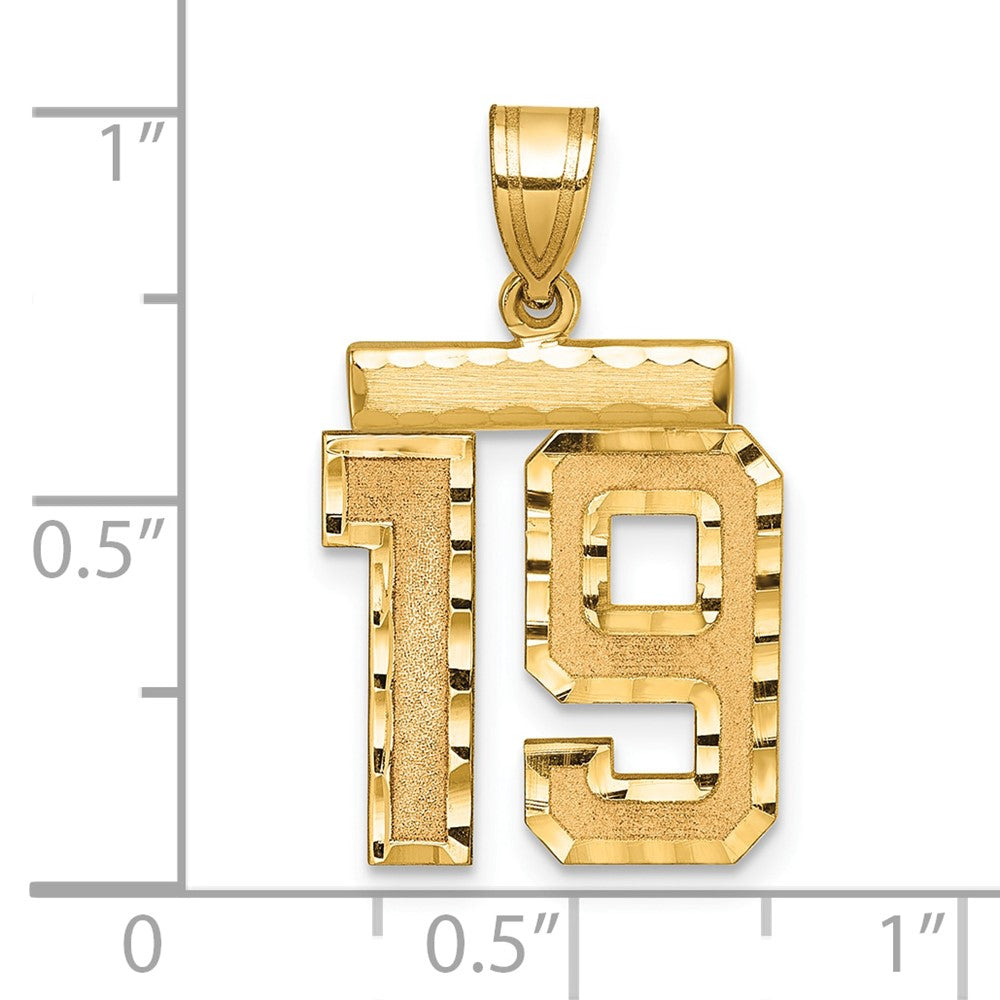 14K Gelbgold Medium Diamant-geschliffener Charm Zahl 19