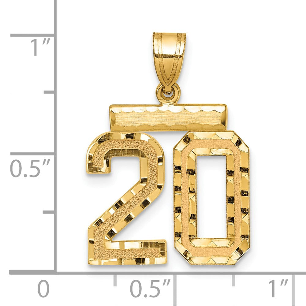 14K Gelbgold Zahl-20-Charm, mittelgroß, diamantiert