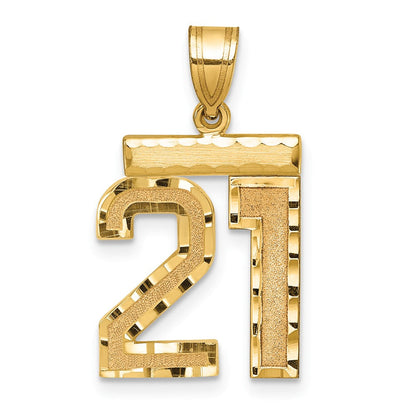 14K Gelbgold Medium Diamant-geschliffener Zahl-21-Charm