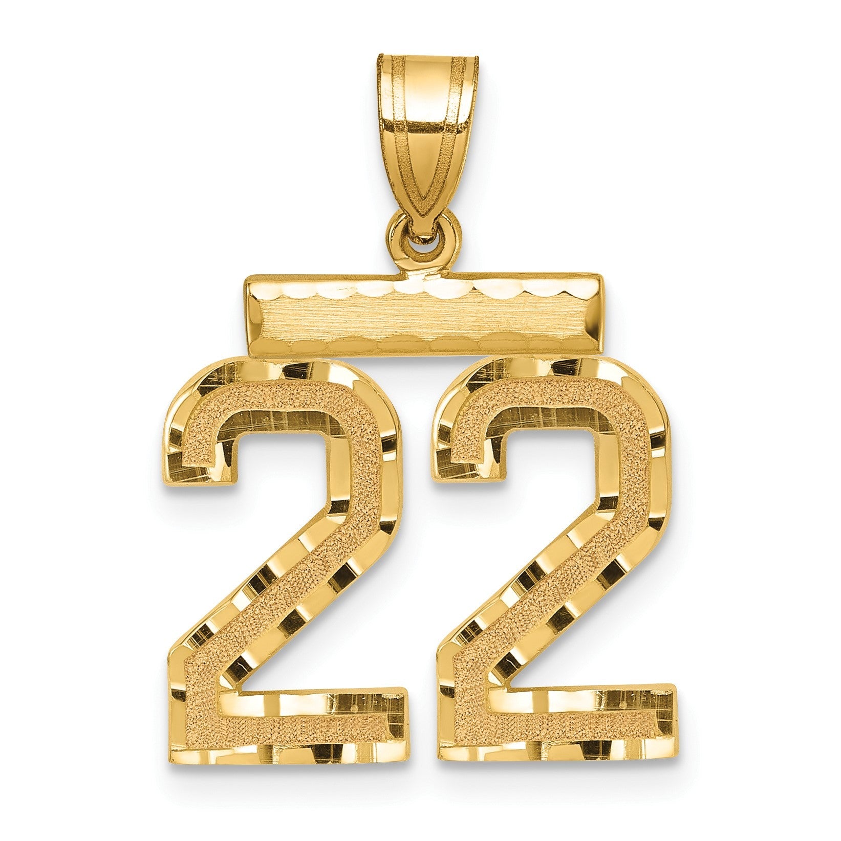 14K Gelbgold Diamantgeschliffener Zahlen-Charm „22", mittelgroß