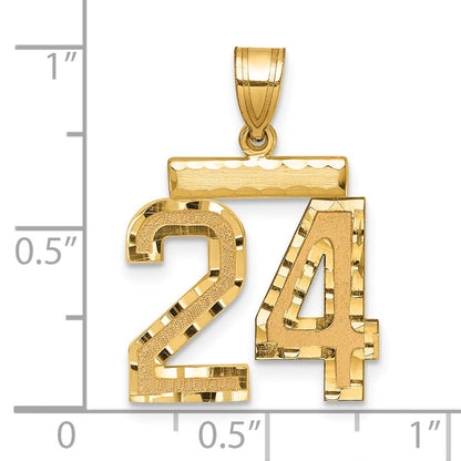 14K Gelbgold Medium Diamant-geschliffener Zahl-24-Charm
