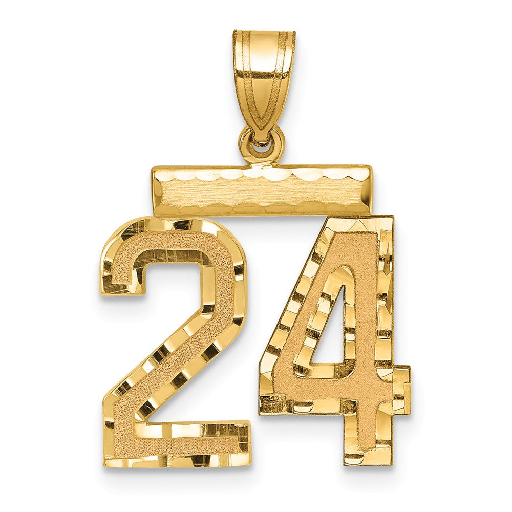 14K Gelbgold Medium Diamant-geschliffener Zahl-24-Charm