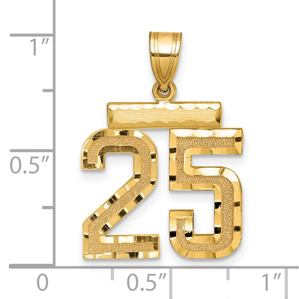 14K Gelbgold mittelgroßer diamantierter Zahlen-Charm "25