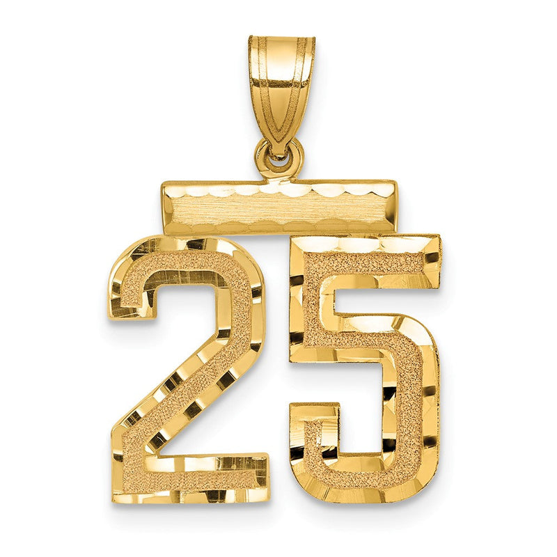 14K Gelbgold mittelgroßer diamantierter Zahlen-Charm "25