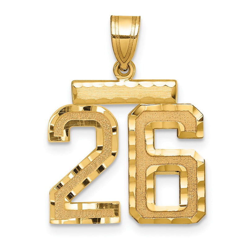 14K Gelbgold Diamantgeschliffener Zahlen-Charm „26“, Mittelgroß