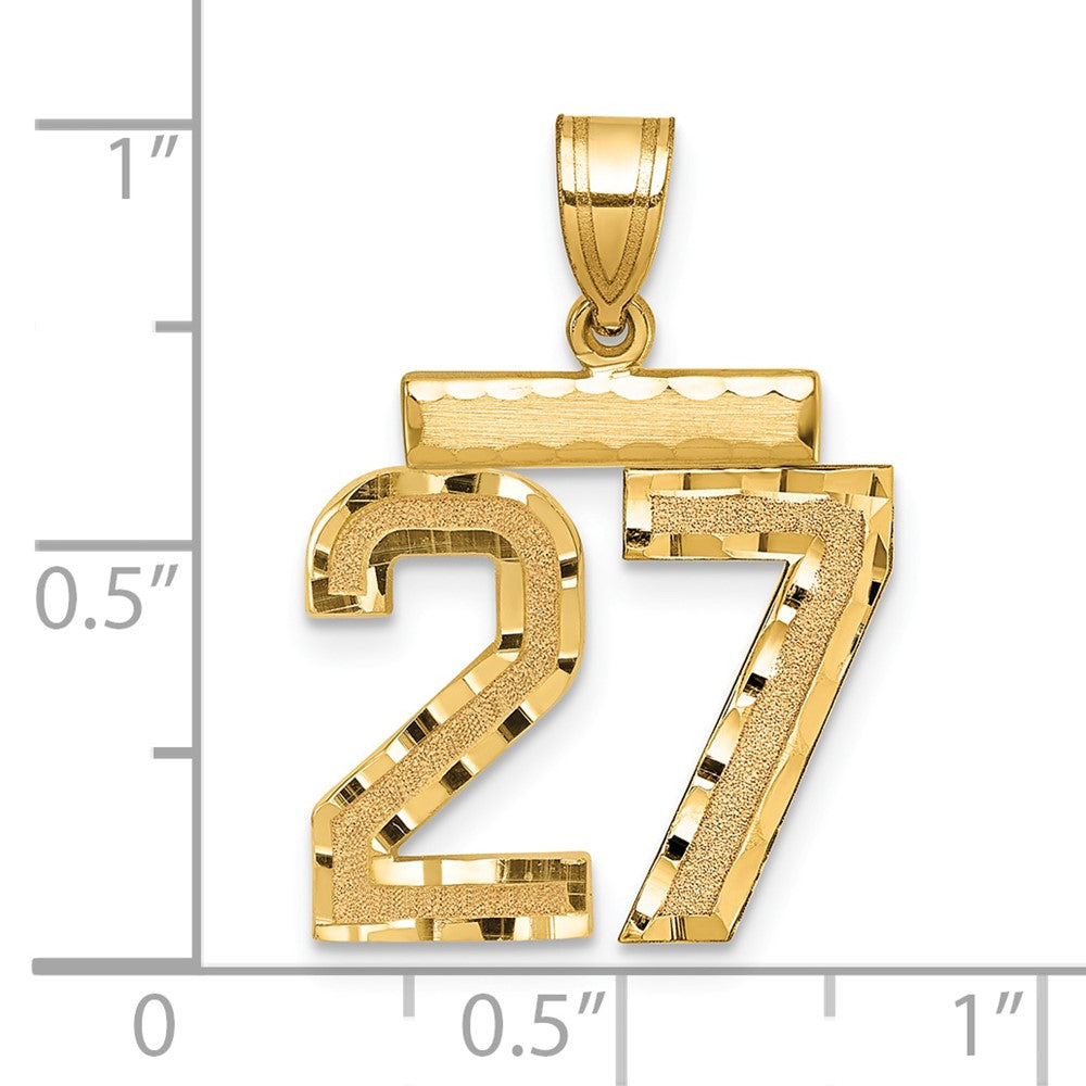 14K Gelbgold Charm mit diamantierter Zahl 27, mittelgroß