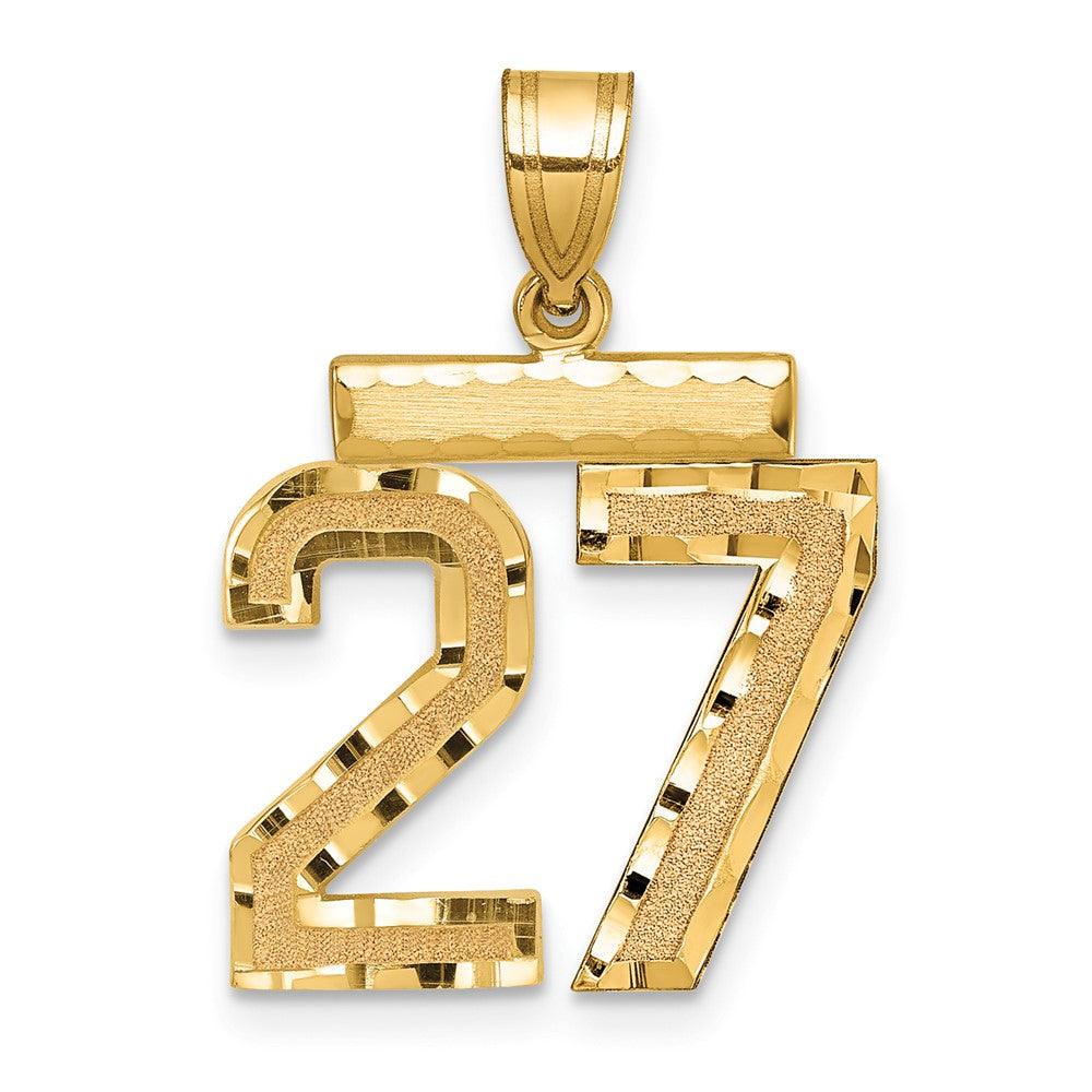14K Gelbgold Charm mit diamantierter Zahl 27, mittelgroß