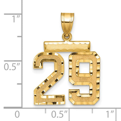14K Gelbgold Diamantgeschliffener Zahl-29-Charm, Mittelgroß