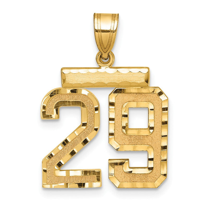 14K Gelbgold Diamantgeschliffener Zahl-29-Charm, Mittelgroß