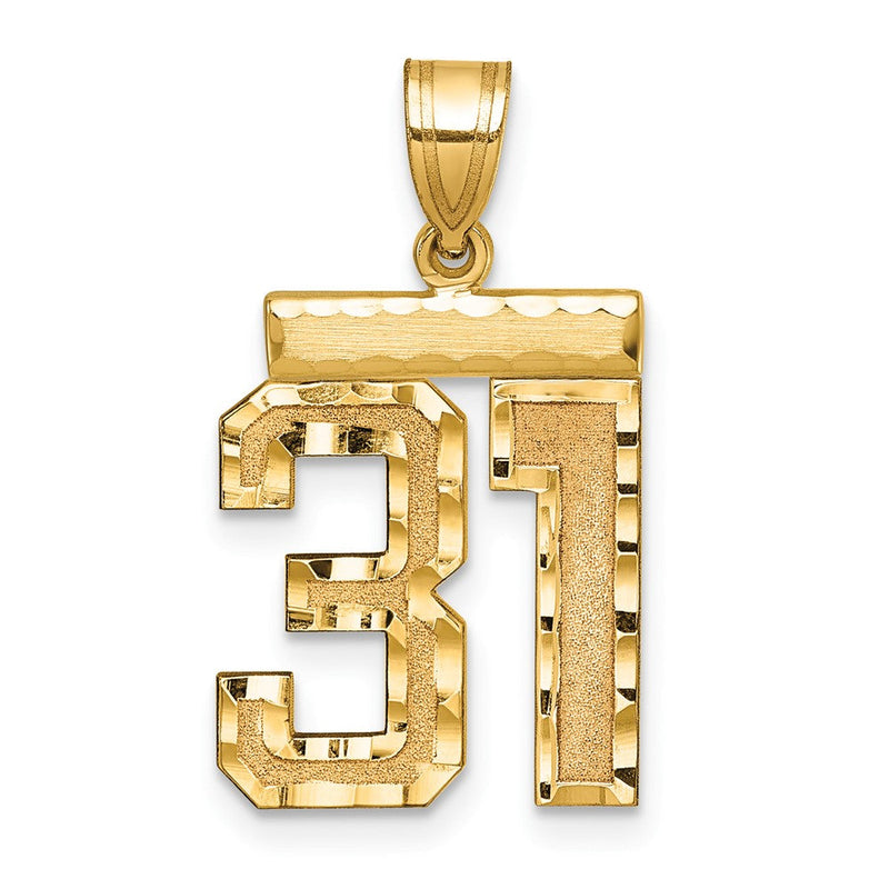 14K Gelbgold Diamantierter Zahlen-Charm „31" (Mittelgroß)