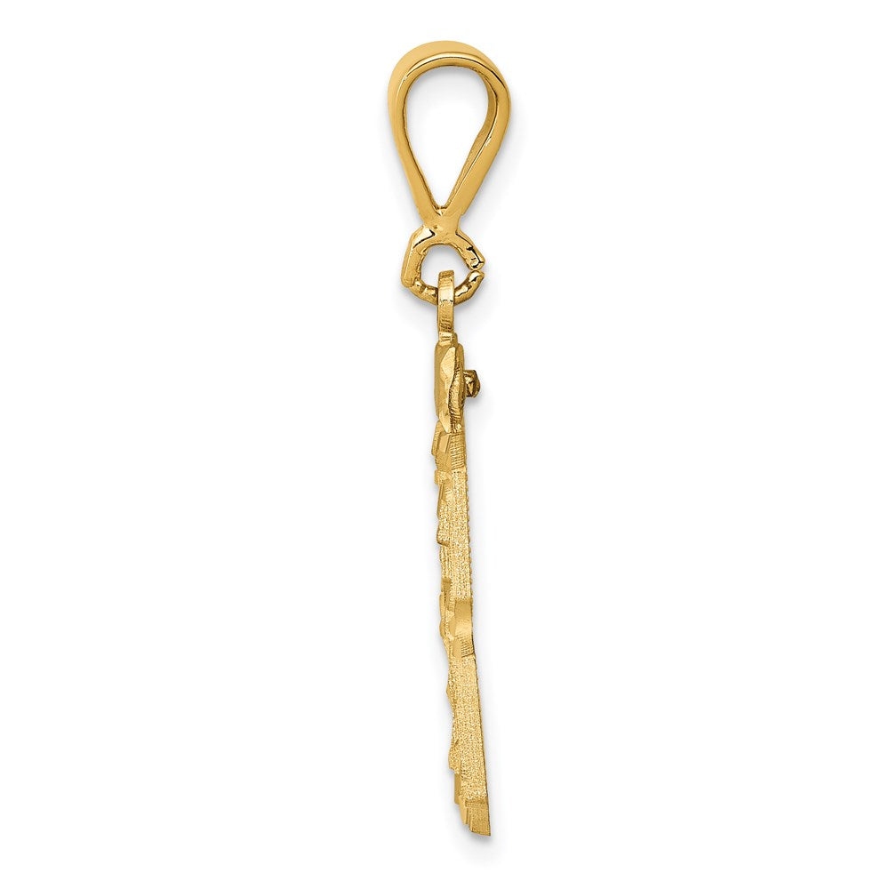 14K Gelbgold Diamant-Charm mit Nummer 33, mittelgroß, diamantgeschliffen