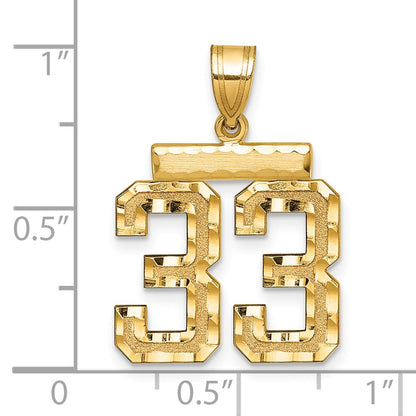 14K Gelbgold Diamant-Charm mit Nummer 33, mittelgroß, diamantgeschliffen