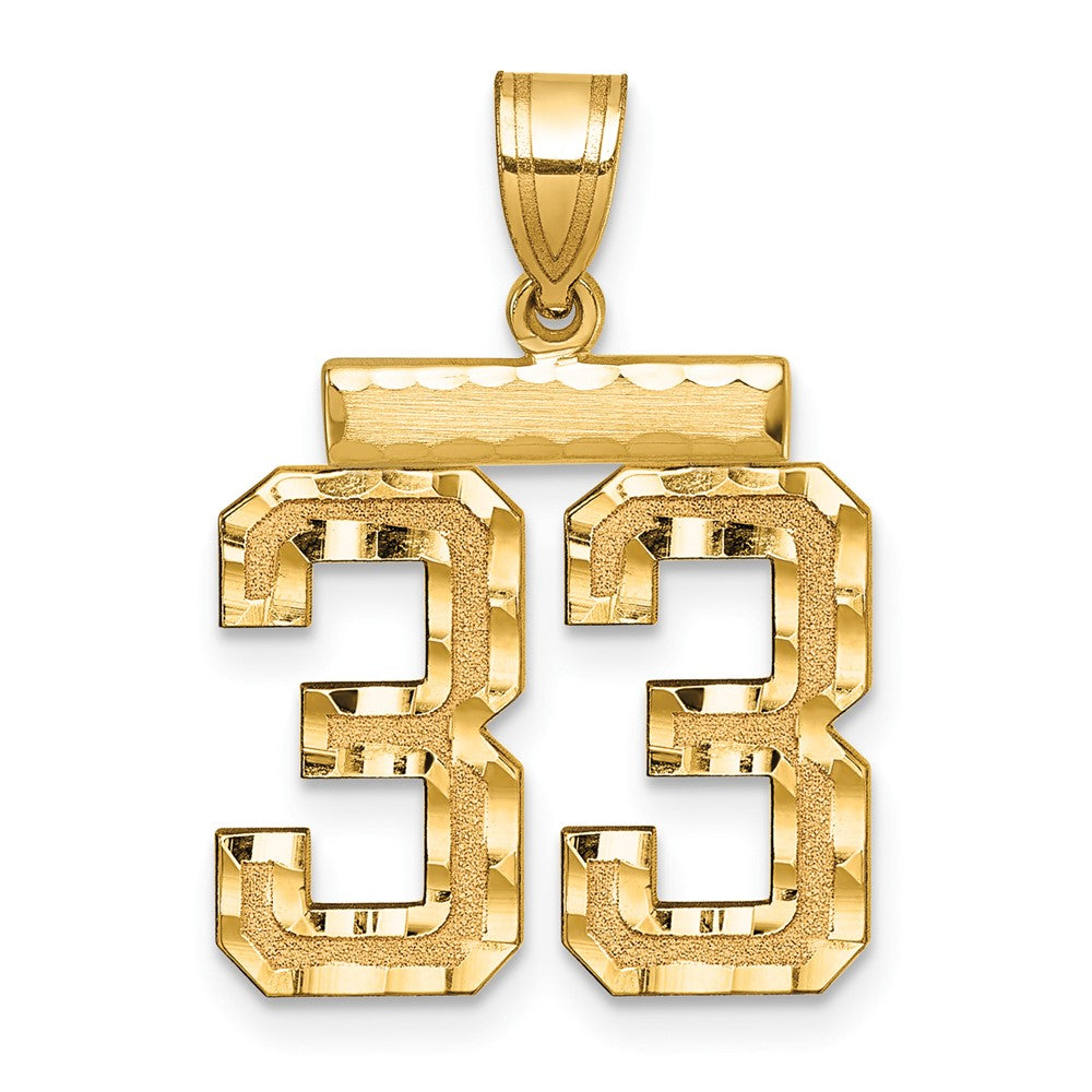 14K Gelbgold Diamant-Charm mit Nummer 33, mittelgroß, diamantgeschliffen