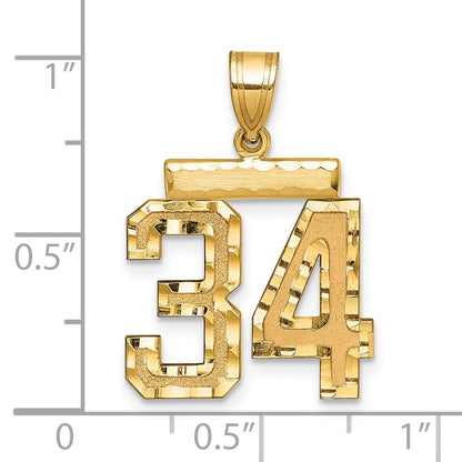 14K Gelbgold Diamantgeschliffener Charm „Zahl 34“, Mittelgröße