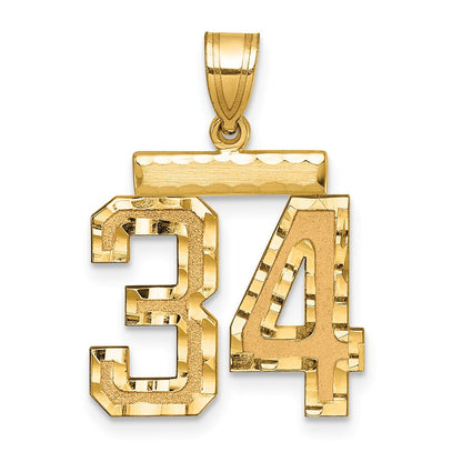 14K Gelbgold Diamantgeschliffener Charm „Zahl 34“, Mittelgröße