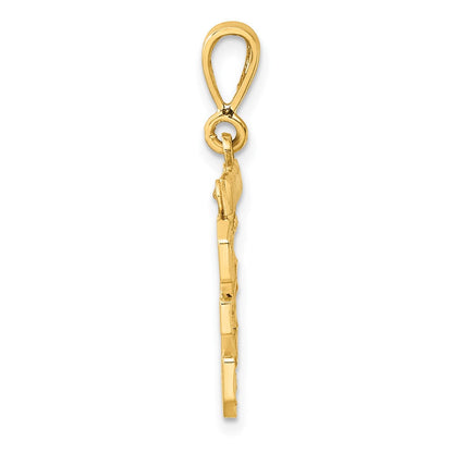 14K Gelbgold Medium Diamant-geschliffener Zahl 35 Charm