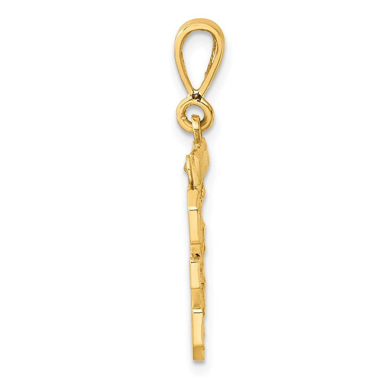 14K Gelbgold Medium Diamant-geschliffener Zahl 35 Charm