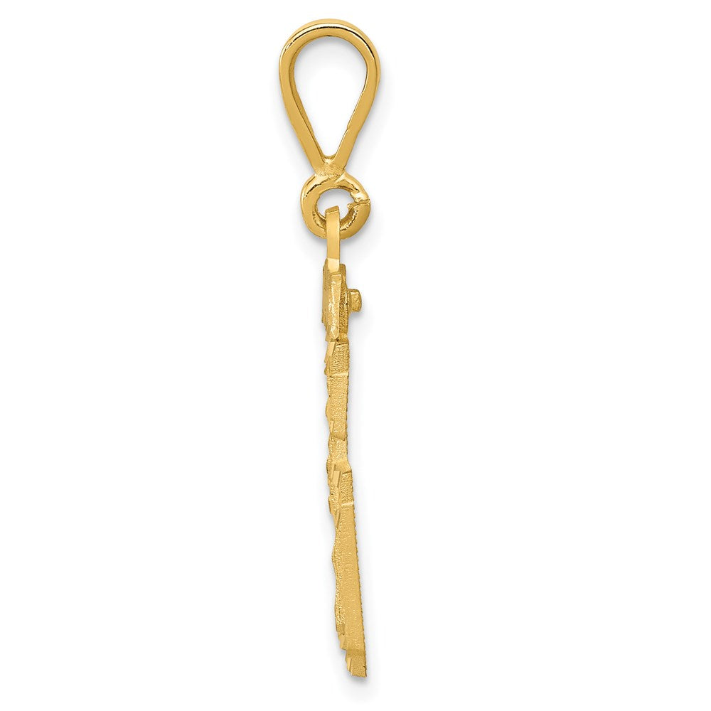 14K Gelbgold Diamant-geschliffener Zahl-36-Charm, mittelgroß