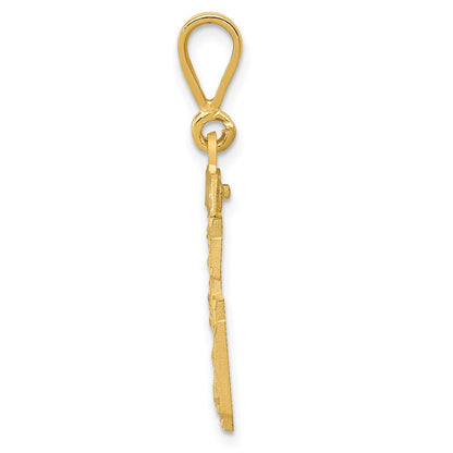 14K Gelbgold Diamant-geschliffener Zahl-36-Charm, mittelgroß