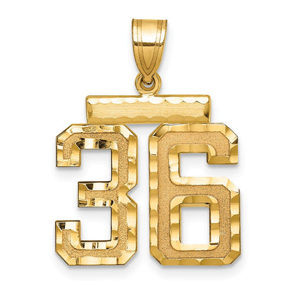 14K Gelbgold Diamant-geschliffener Zahl-36-Charm, mittelgroß