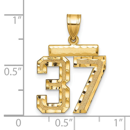 14K Gelbgold Nummer-37-Charm, mittelgroß, diamantiert