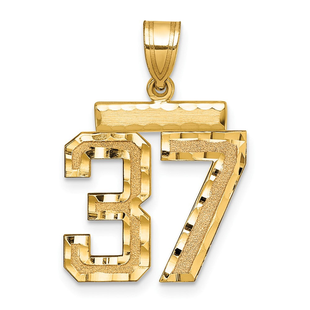 14K Gelbgold Nummer-37-Charm, mittelgroß, diamantiert