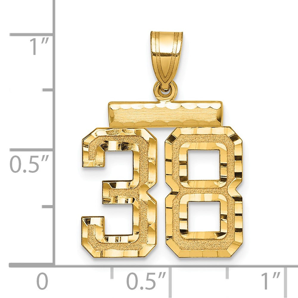 14K Gelbgold Diamant-geschliffener Zahlen-Charm "38", mittelgroß