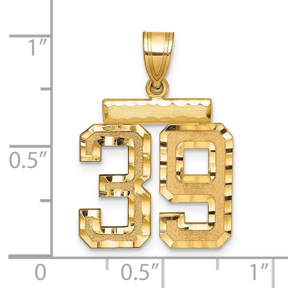 585 Gelbgold Zahl 39 Charm, mittelgroß, diamantiert
