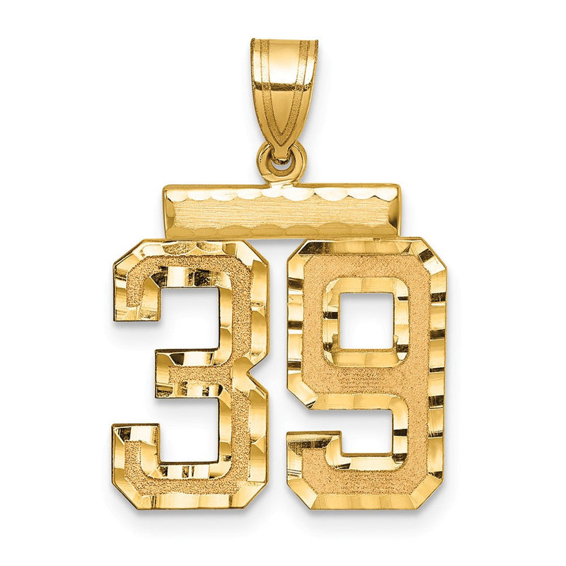 585 Gelbgold Zahl 39 Charm, mittelgroß, diamantiert