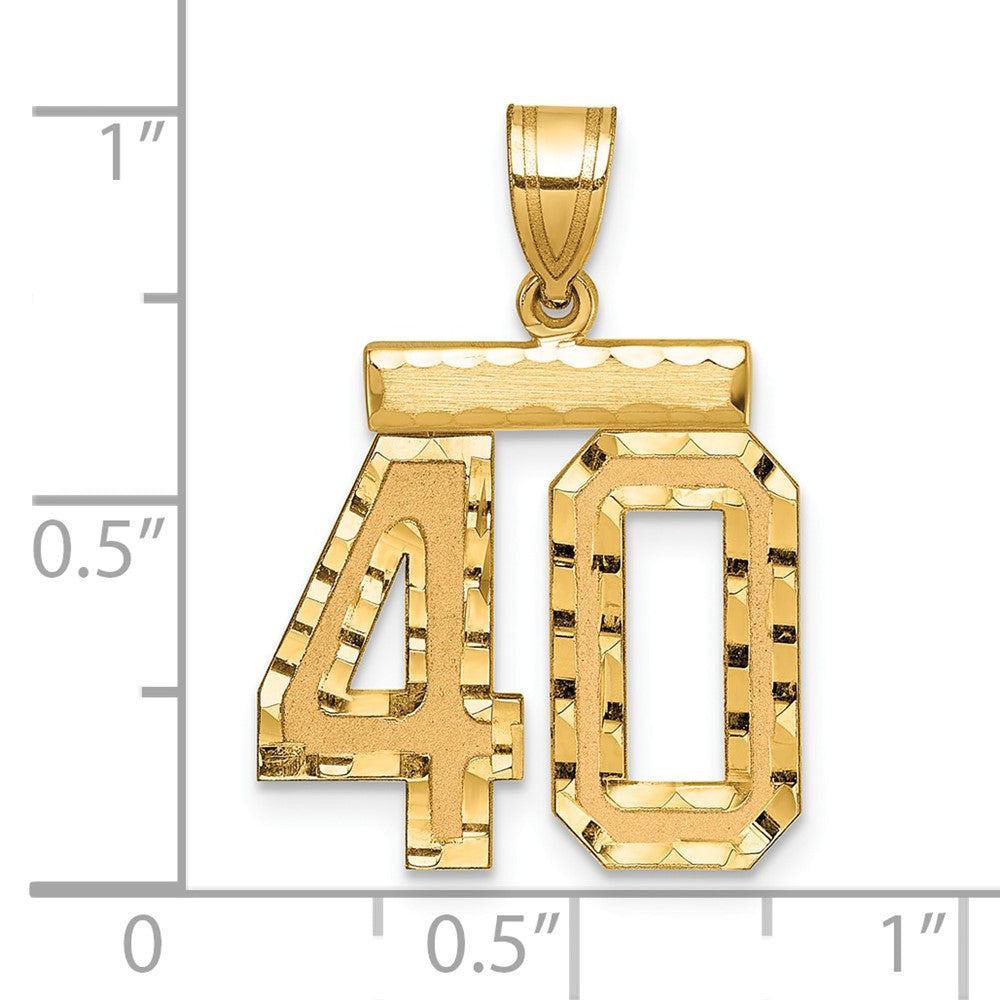 14K Gelbgold mittelgroßer Diamant-Schliff Charm Zahl 40