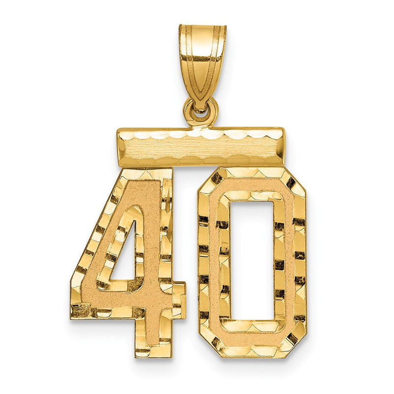 14K Gelbgold mittelgroßer Diamant-Schliff Charm Zahl 40