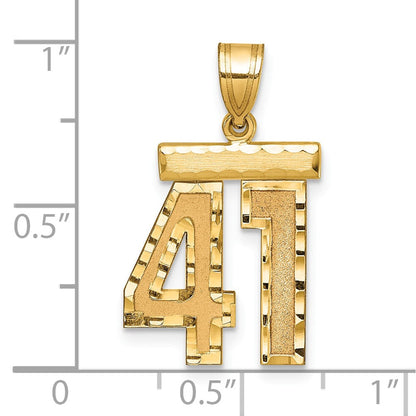14K Gelbgold Diamant-geschliffener Zahlenanhänger „41", mittelgroß