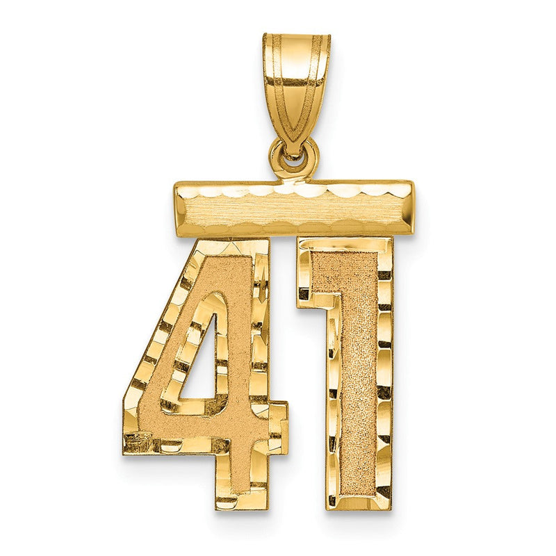 14K Gelbgold Diamant-geschliffener Zahlenanhänger „41", mittelgroß