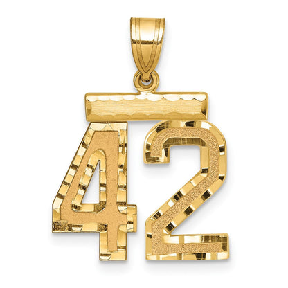 14K Gelbgold Medium Diamantgeschliffener Charm Nummer 42