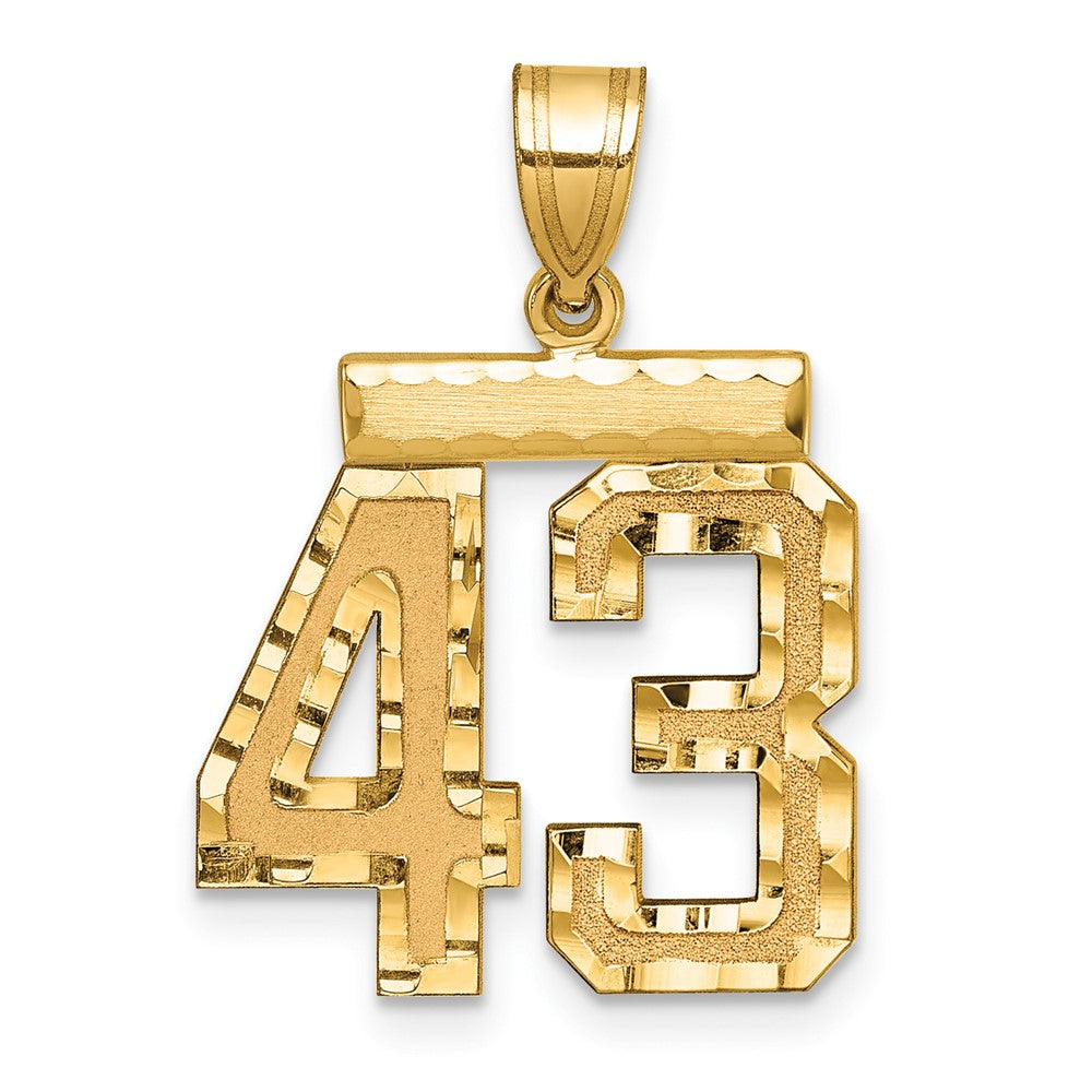 14K Gelbgold Diamantschliff-Zahlencharm „43“, mittelgroß