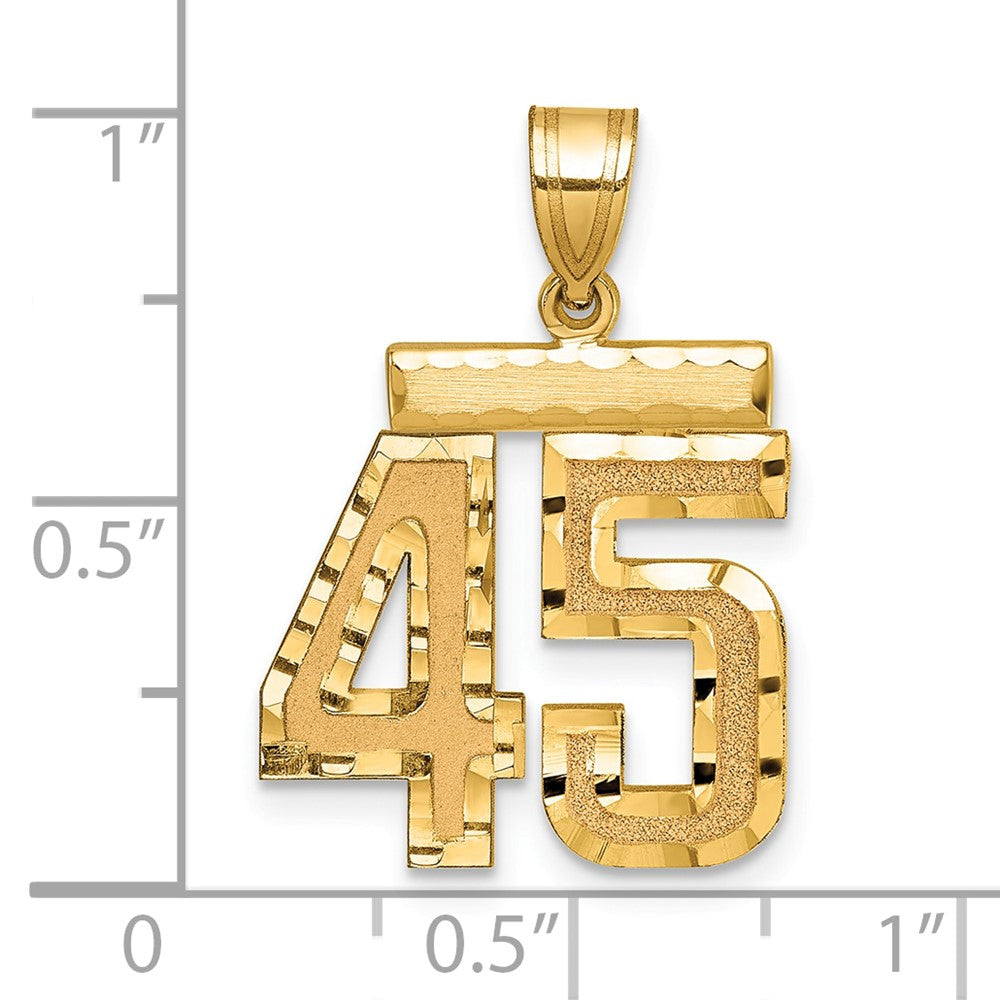 585 Gelbgold Diamantgeschliffener Zahlen-Charm "45", mittelgroß